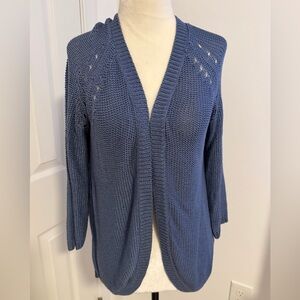 H&M Denim Blue Open-Front Knit Cardigan